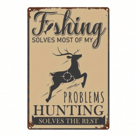 CIFbuy Vintage Fishing Hunting Theme Metal Sign 8X12 Inch 1pc 2D Flat Iron Art Plaque Waterproof Durable Retro Wall Decor Indoor Home A TikTok, T
