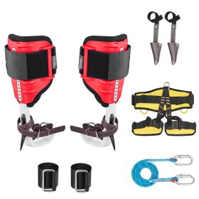 Tree Climbing Spikes Set, Height-Adjustable Tree Climbing Gear with Straps & Spike Protectors, 350 lbs Load Capacity (Leg Rod Material: Aluminum, Tie Style: Full-Protection Model)